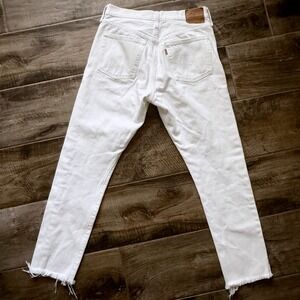 Levi's Women's 501 High Rise Raw Hem Skinny Jeans,Crystaline White, 28